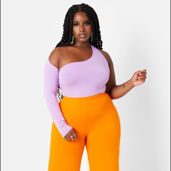 🆕 Rebdolls Bianca Cold Shoulder Bodysuit Purple 2X - Picture 3 of 4